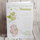 MOTHERS DAY - TEDDY BEAR WITH BALLOONS & POEM CARD (can be personalised)