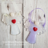 FUSED GLASS ANGELS with red heart