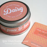 PINK GRAPEFRUIT with BASIL CANDLE (additional message around tin)