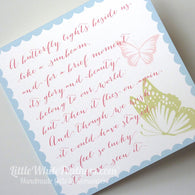 'A BUTTERFLY LIGHTS...' QUOTE CARD (can be personalised)