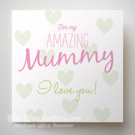 ‘MUMMY MESSAGE' CARDS with hearts