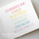 PERSONALISED ‘SUCH WONDERFUL NEWS’ RAINBOW BABY CARD