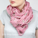 FEATHER METALLIC FOIL PRINT SCARF (in 6 colours)